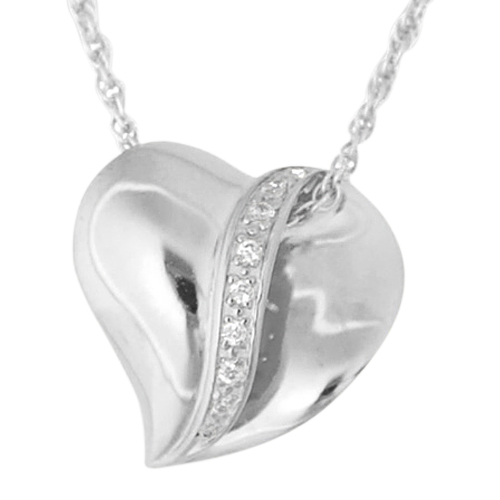 Crystal Ribbon Heart Cremation Pendant III